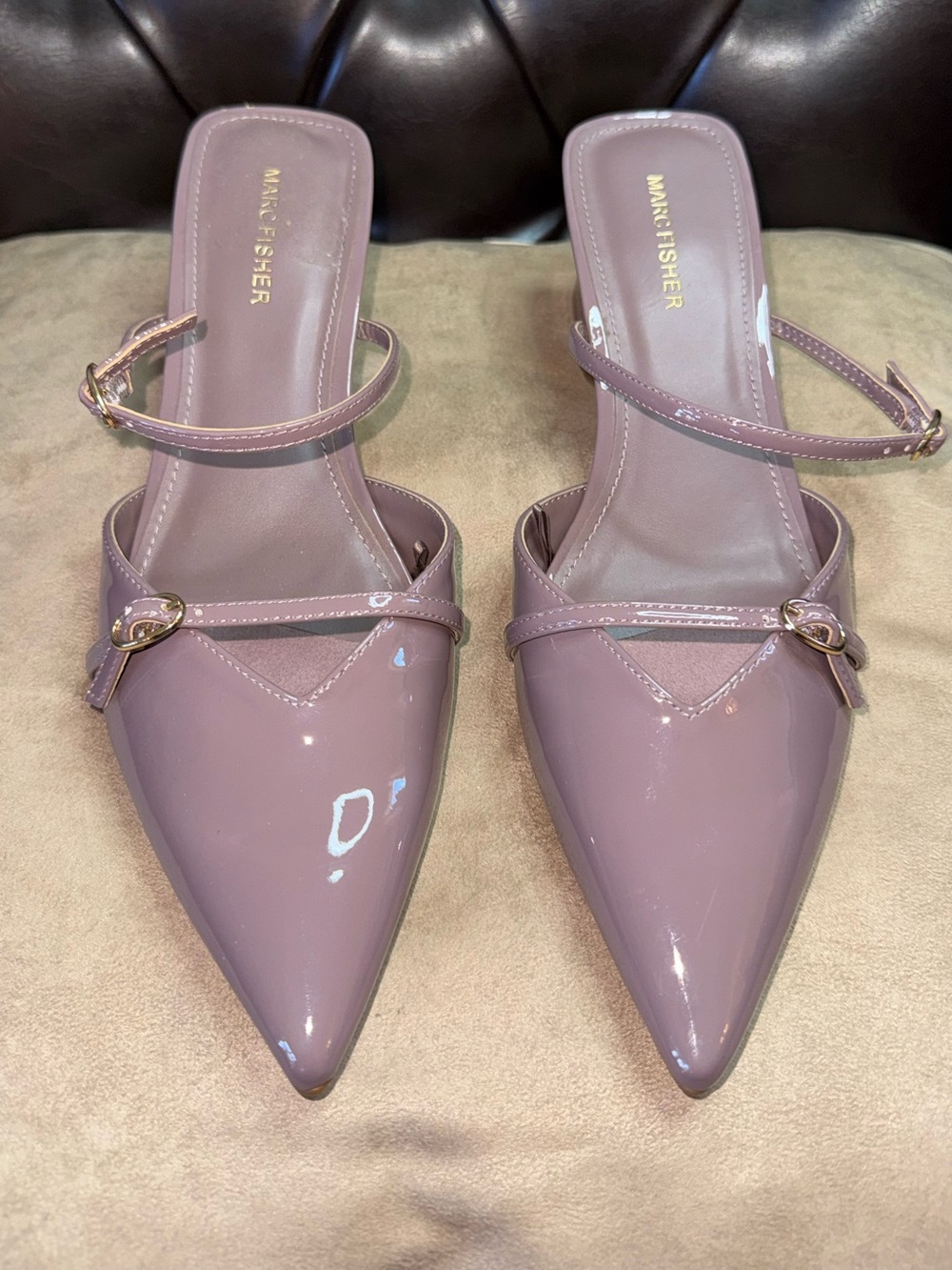 MARC FISHER MAUVE LOW BLOCK HEEL SLING-BACK-Size 11